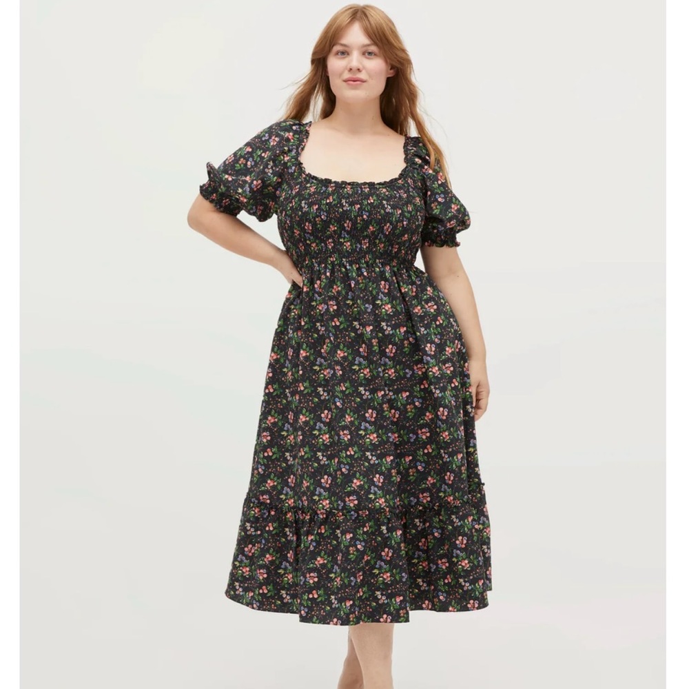 HILLHOUSE MULTI-BERRY FLORAL CREPE LOUISA NAP DRESS
